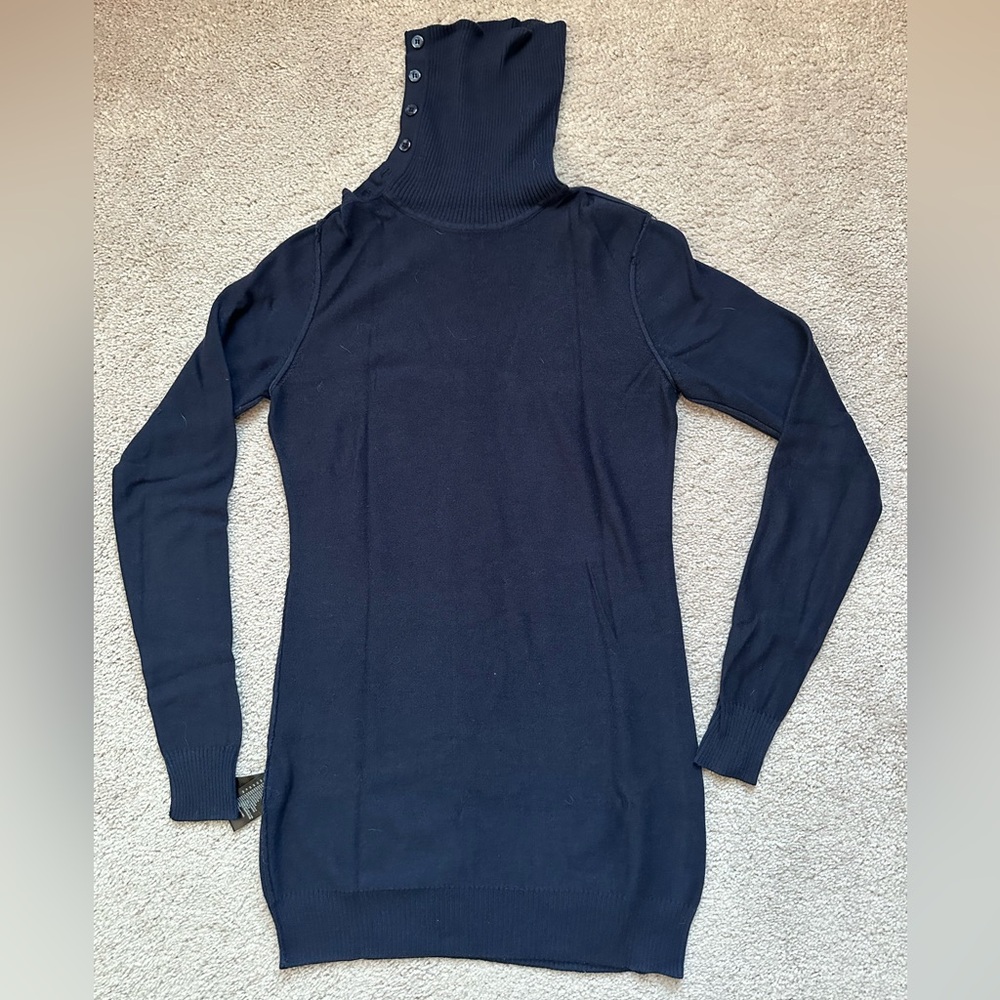 H&M Navy Blue Tunic Turtleneck Sweater